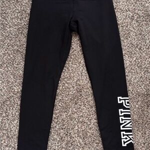 NWOT VS PINK Black Cozy Fleece Lined Leggings. Large